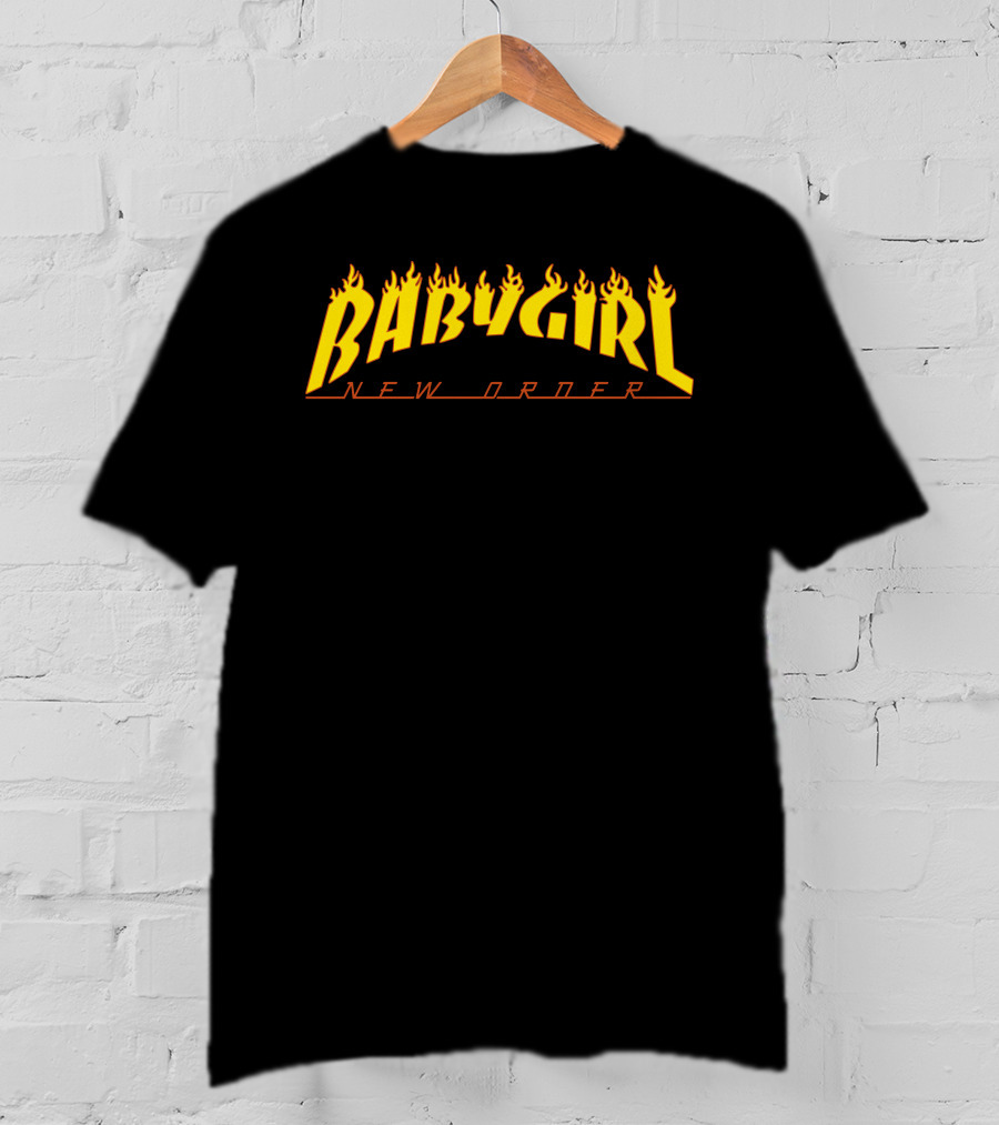 BABY GIRL NEW ORDER Flame Text T-Shirt