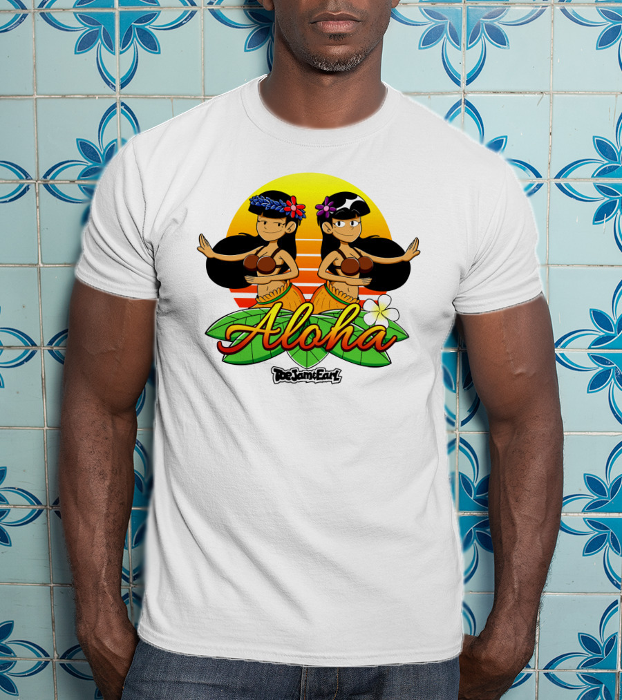 Aloha From Toejam And Earl Robaroba Merch Hawaiian Dancers Tropical Sunset T-Shirt