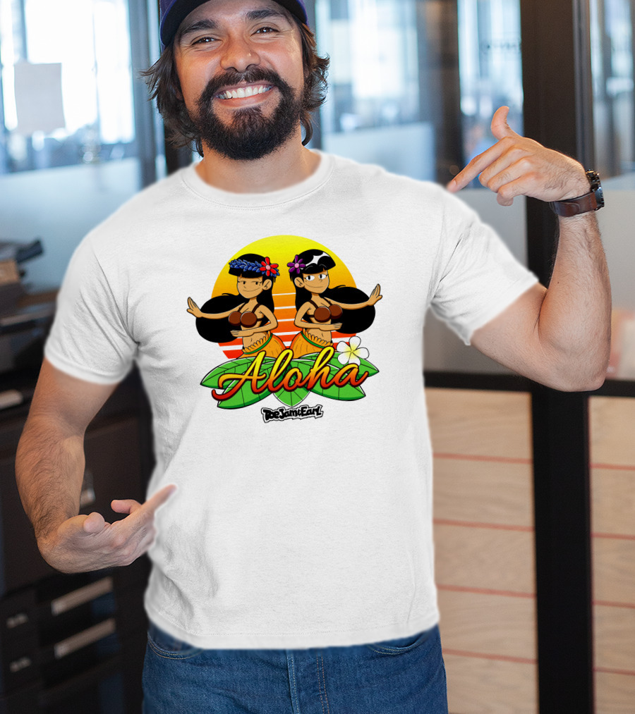 Aloha From Toejam And Earl Robaroba Merch Hawaiian Dancers Tropical Sunset T-Shirt