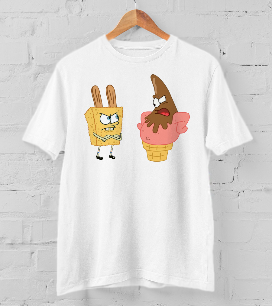 Bob Esponja Y Patricio Helado Enfrentamiento Láminas Artísticas T-Shirt