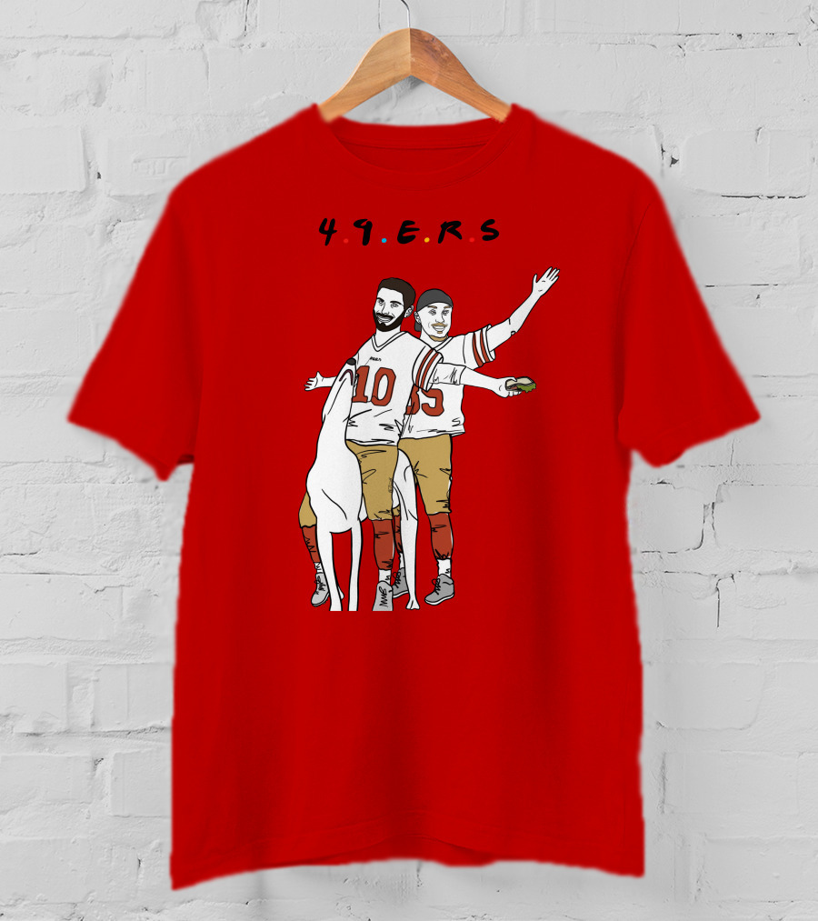 49ers Friends Jimmy Garoppolo Brian Hill Illustration With Dog T-Shirt