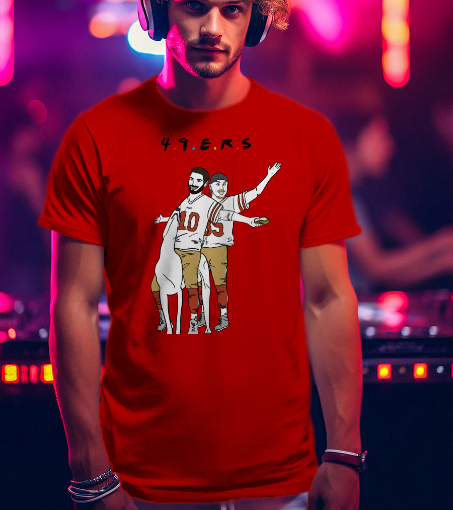 49ers Friends Jimmy Garoppolo Brian Hill Illustration With Dog T-Shirt