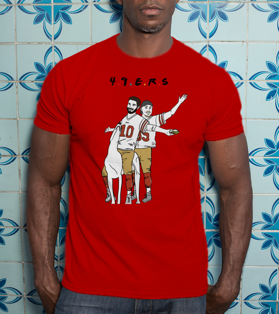 49ers Friends Jimmy Garoppolo Brian Hill Illustration With Dog T-Shirt