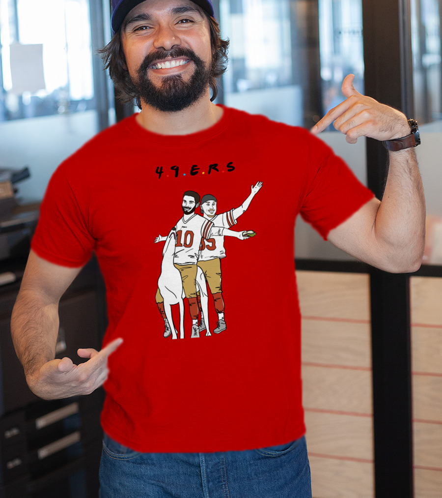 49ers Friends Jimmy Garoppolo Brian Hill Illustration With Dog T-Shirt
