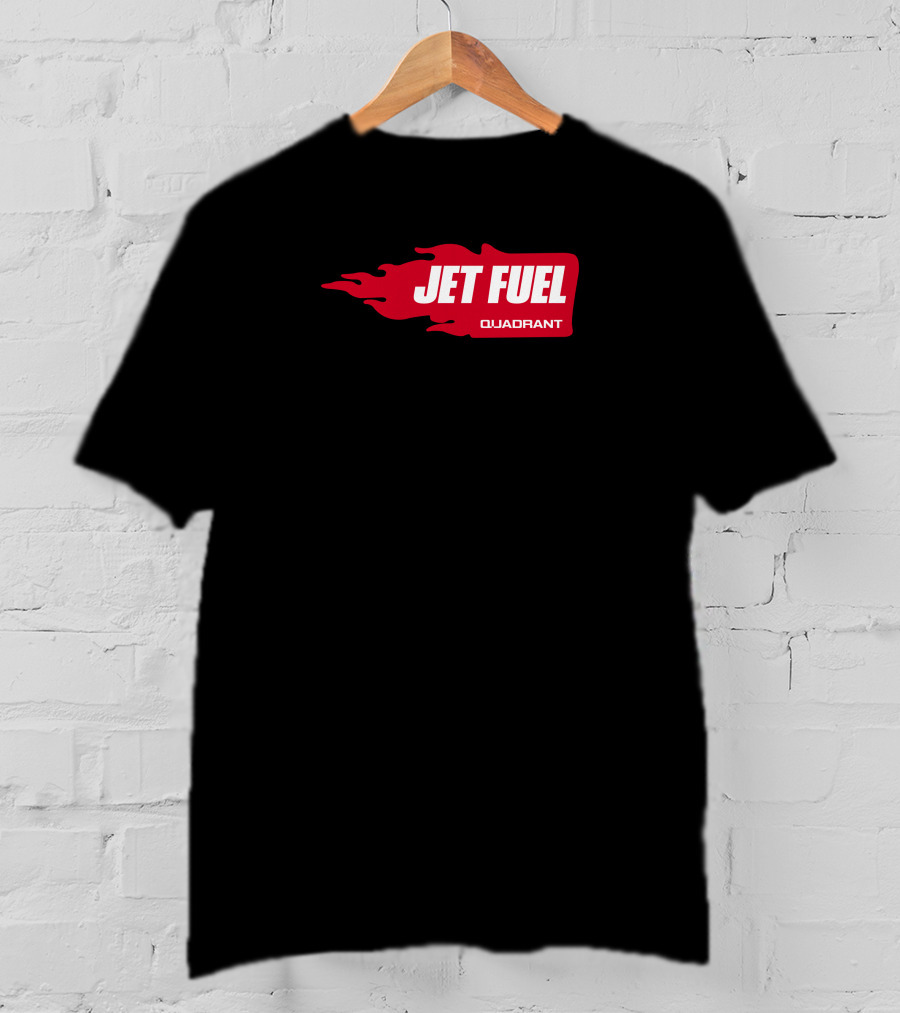 JET FUEL QUADRANT Flame Red Typography T-Shirt