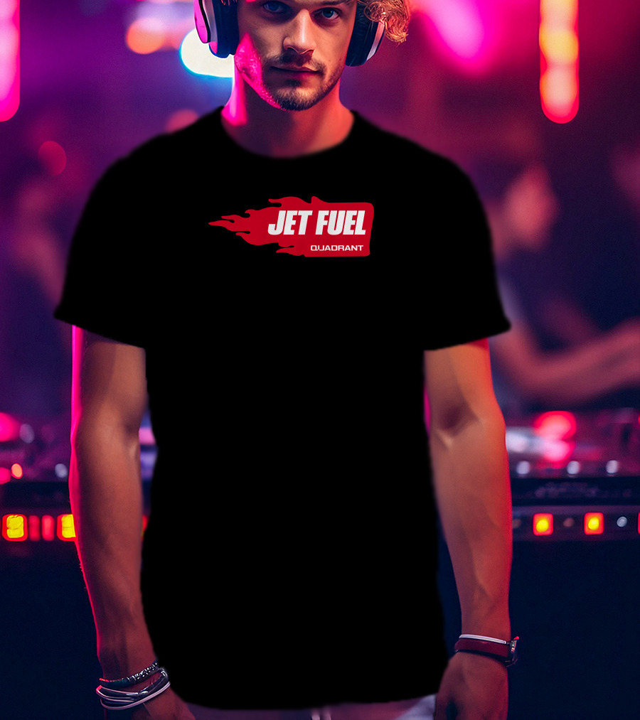 JET FUEL QUADRANT Flame Red Typography T-Shirt