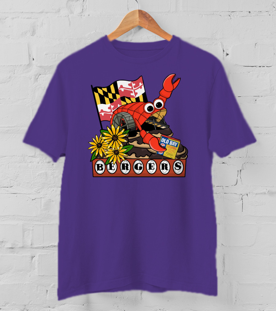 Mr. Trash Wheel Bergers Old Bay Seasoning Maryland Flag Flowers T-Shirt