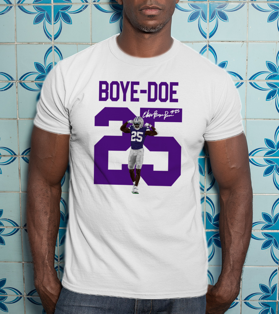 Therealpak25 Store Boye-Doe 25 Football Player Purple Signature T-Shirt