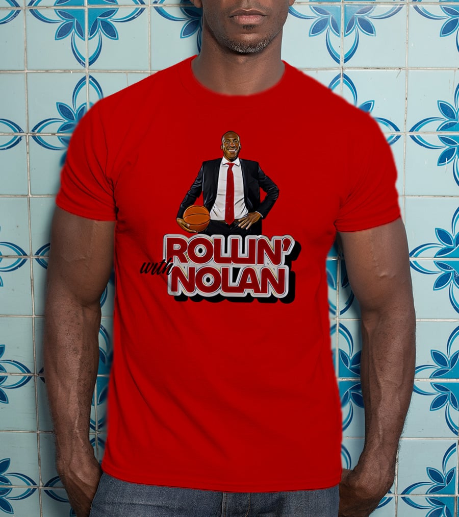 Rollin’ With Nolan Basketball Suit And Tie RedBackground T-Shirt
