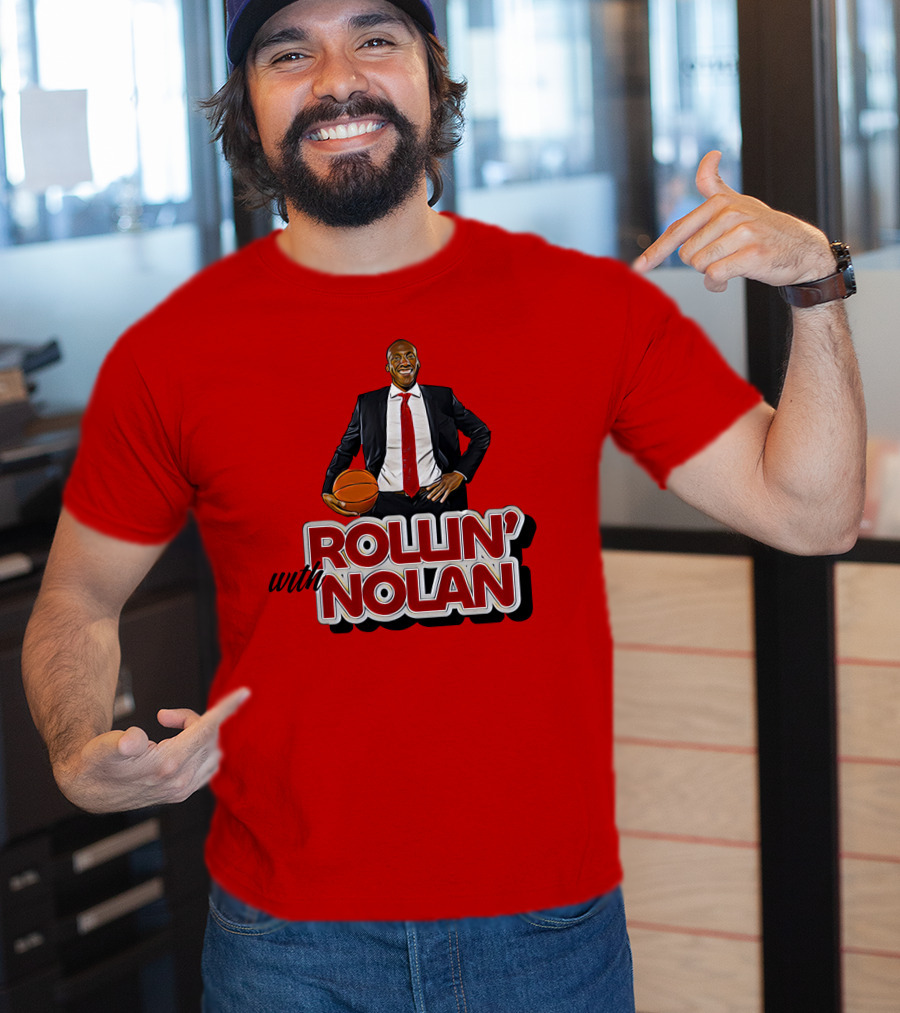 Rollin’ With Nolan Basketball Suit And Tie RedBackground T-Shirt