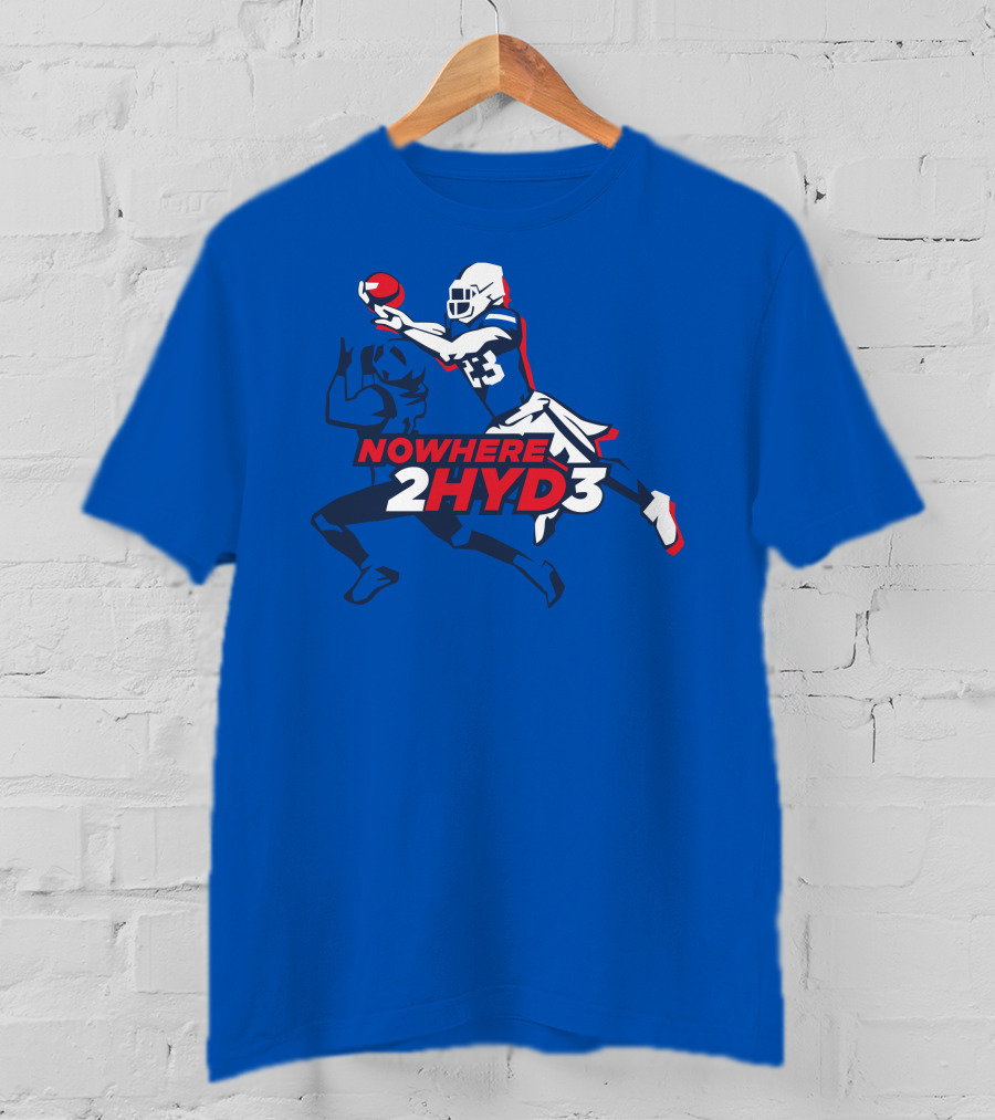 NOWHERE 2HYD3 Football Player Catching Action T-Shirt