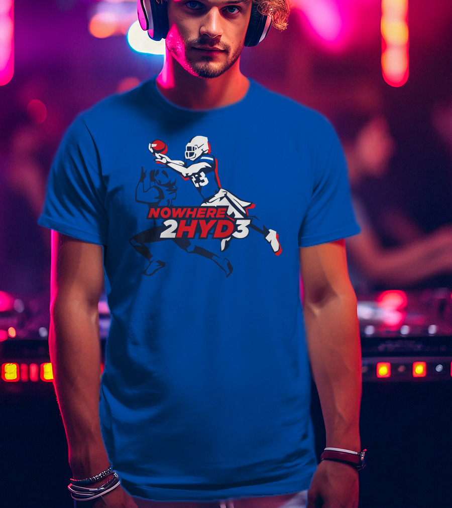 NOWHERE 2HYD3 Football Player Catching Action T-Shirt