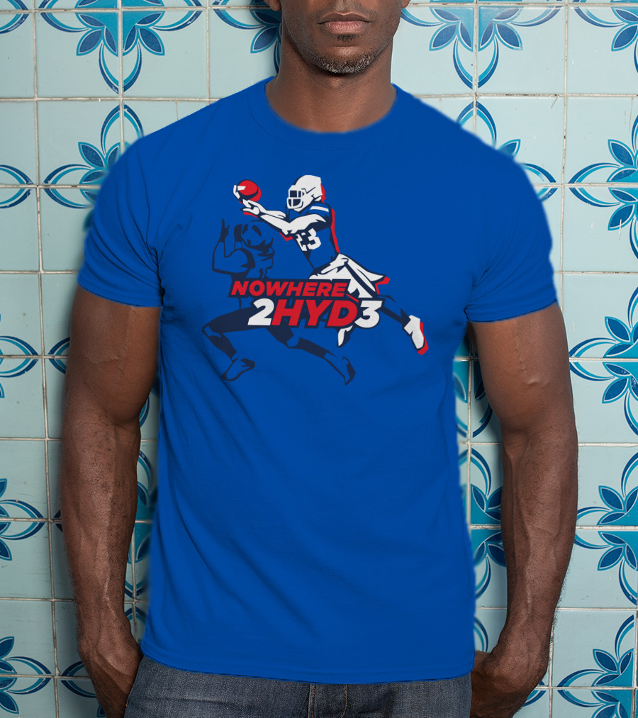 NOWHERE 2HYD3 Football Player Catching Action T-Shirt