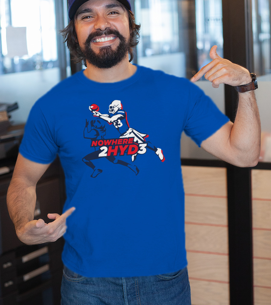 NOWHERE 2HYD3 Football Player Catching Action T-Shirt