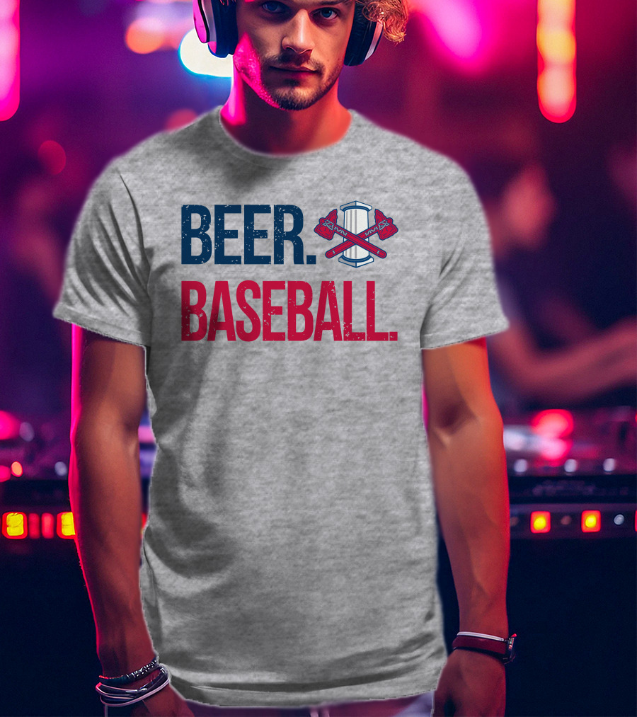 BEER. BASEBALL. Crossed Axes Emblem T-Shirt