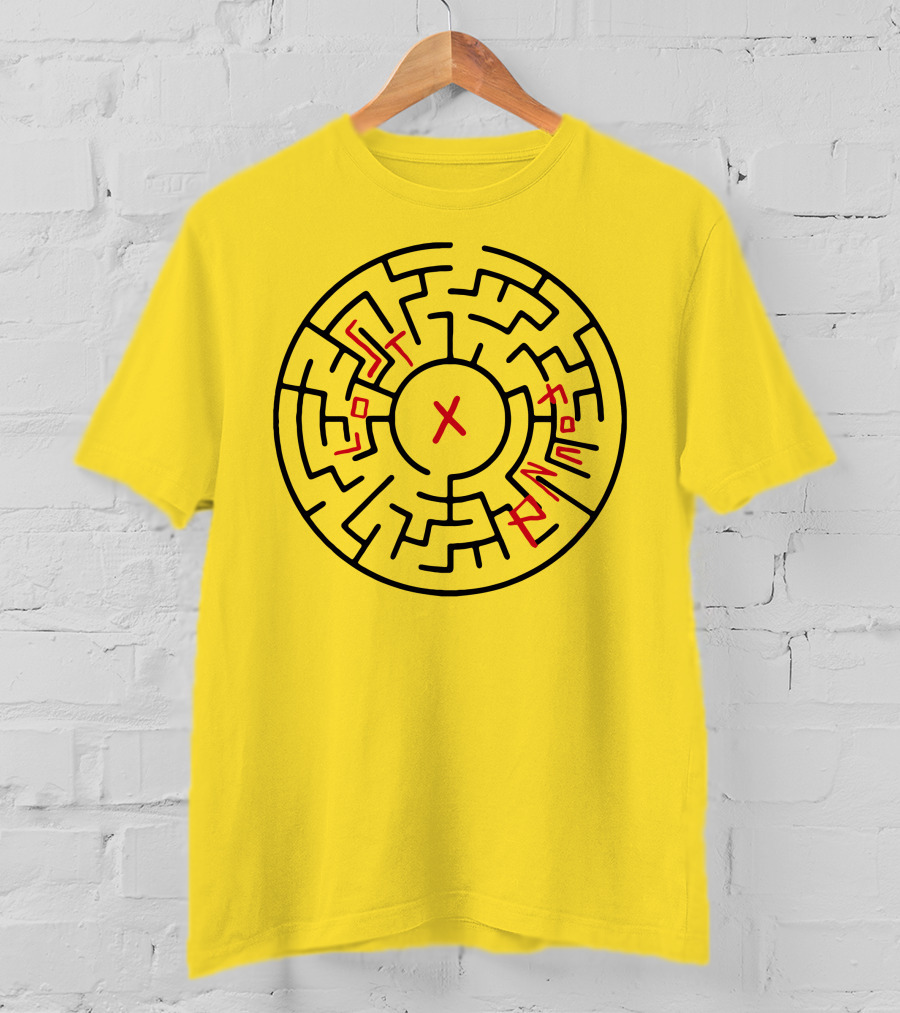 Lost People Found Myself Maze Design Yellow Background T-Shirt
