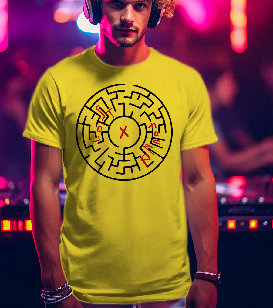Lost People Found Myself Maze Design Yellow Background T-Shirt