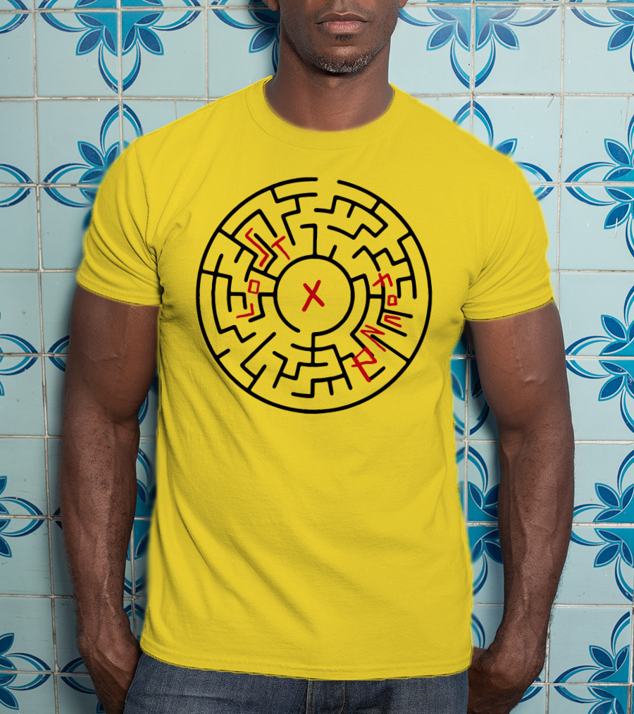 Lost People Found Myself Maze Design Yellow Background T-Shirt