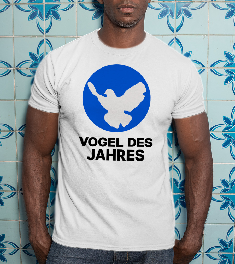 Vogel Des Jahres Columbidae Doves Silhouette In Blue Circle T-Shirt