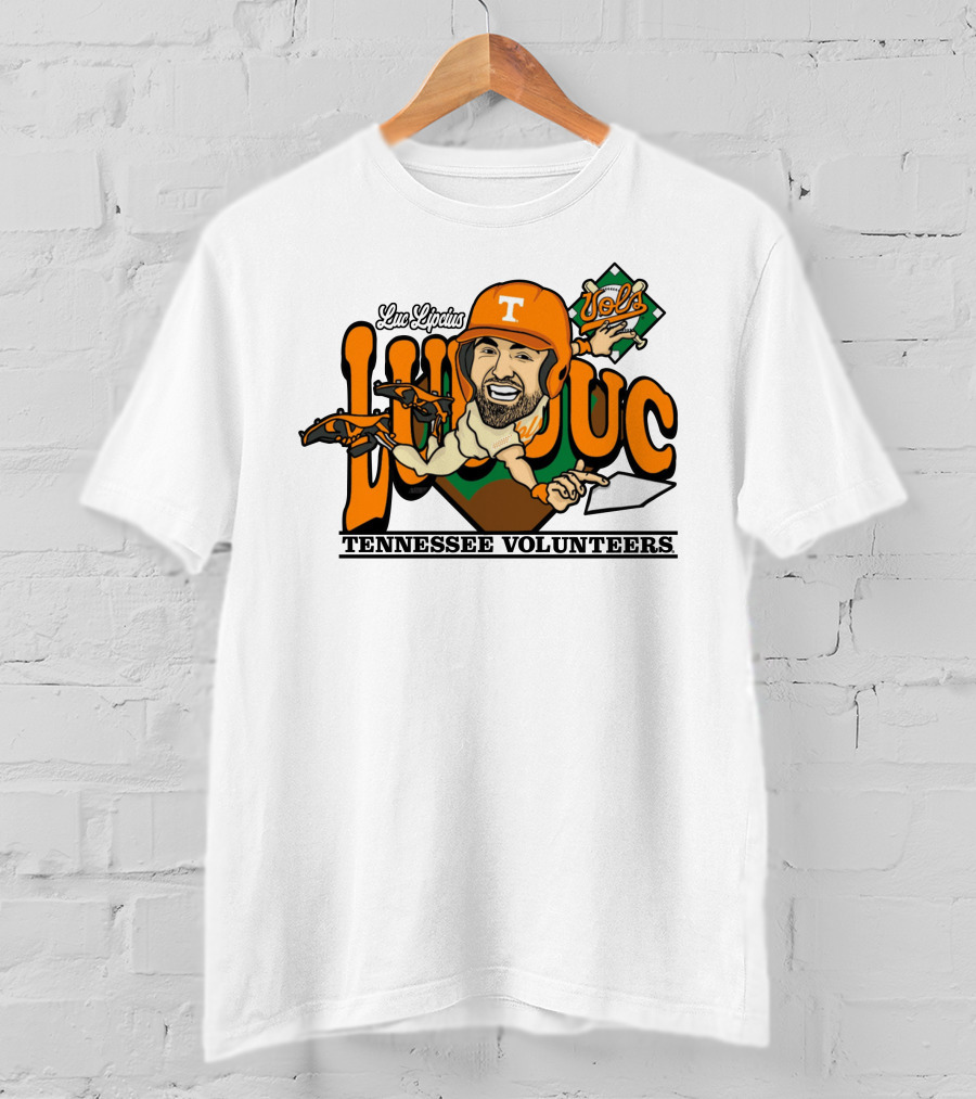 Luc Lipcius Vols Tennessee Volunteers Baseball Caricature T-Shirt