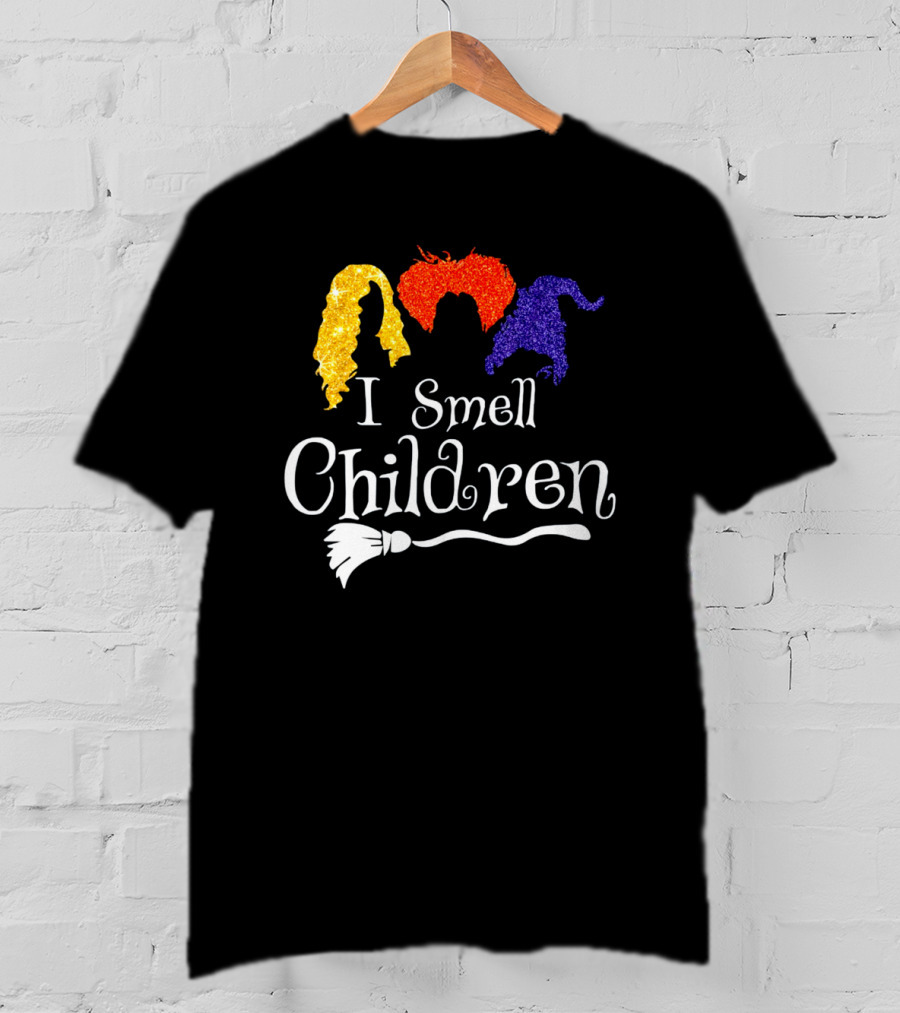 I Smell Children Witch Silhouette Hair Colors Broomstick T-Shirt