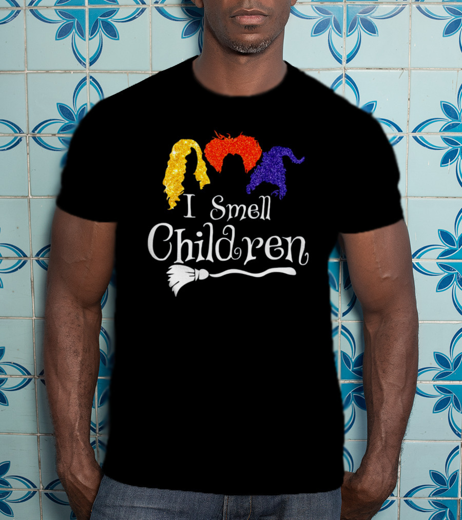 I Smell Children Witch Silhouette Hair Colors Broomstick T-Shirt