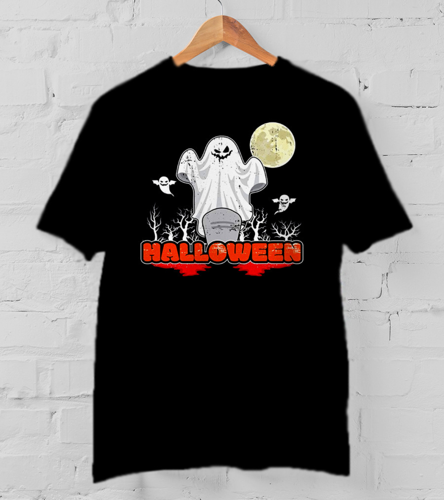 Halloween Ghostly Spirits With Haunted Moonlit Trees T-Shirt