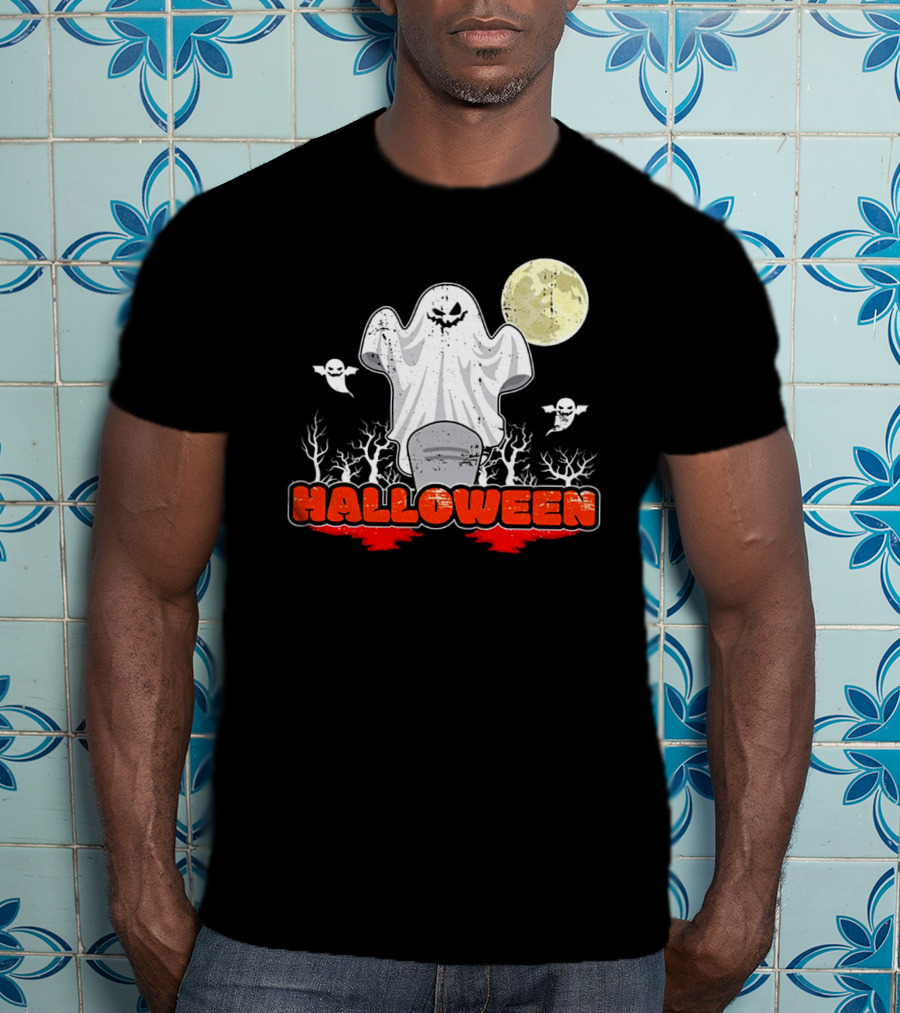 Halloween Ghostly Spirits With Haunted Moonlit Trees T-Shirt