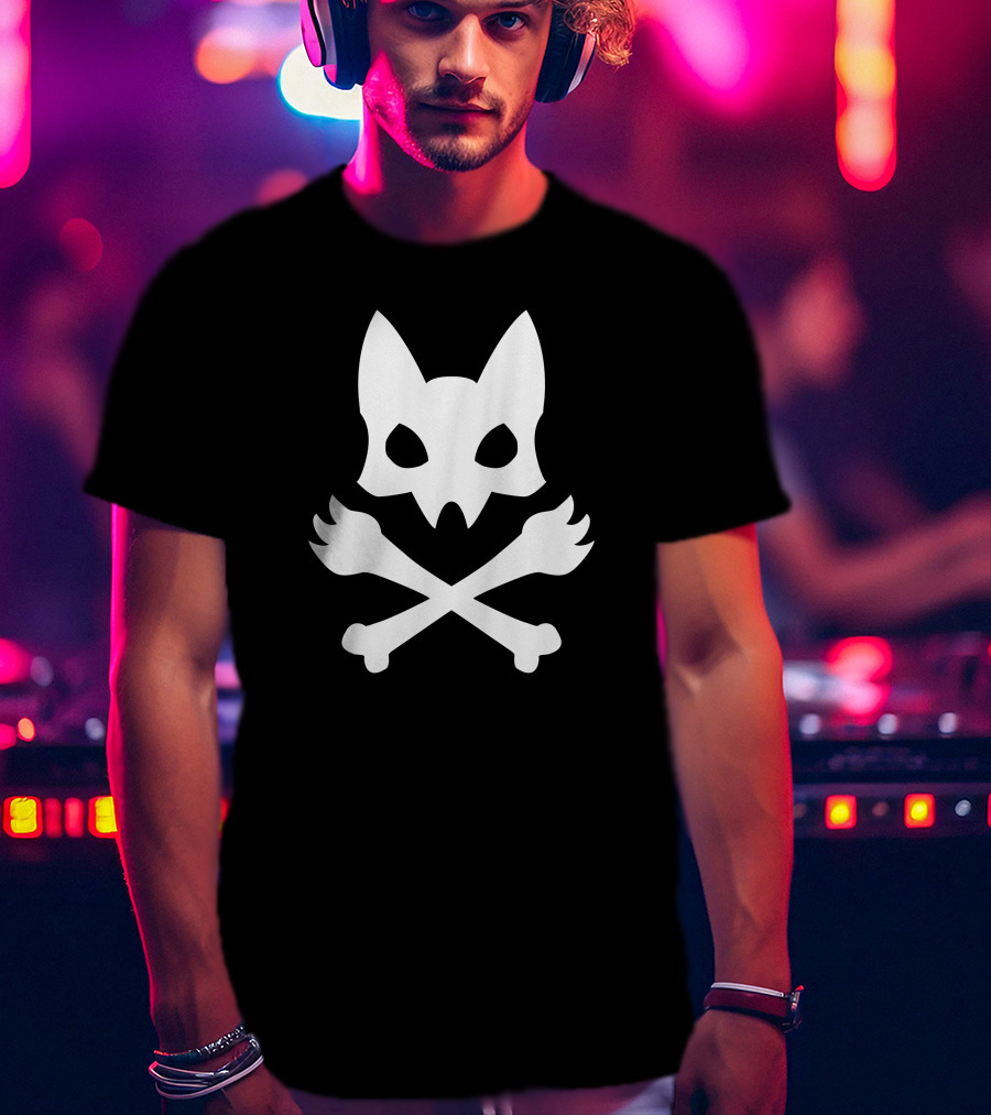 Neon Cat Skull And Crossbones Speed T-Shirt
