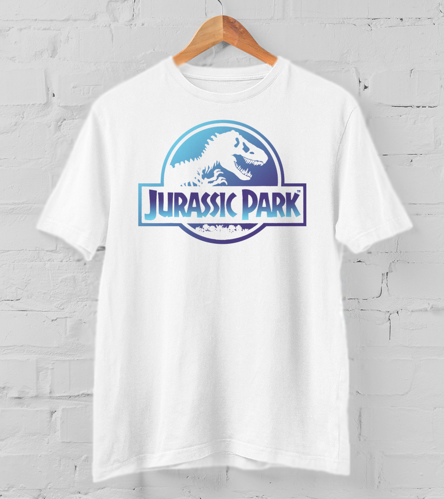 Jurassic Park Dinosaur Logo Blue And White T-Shirt