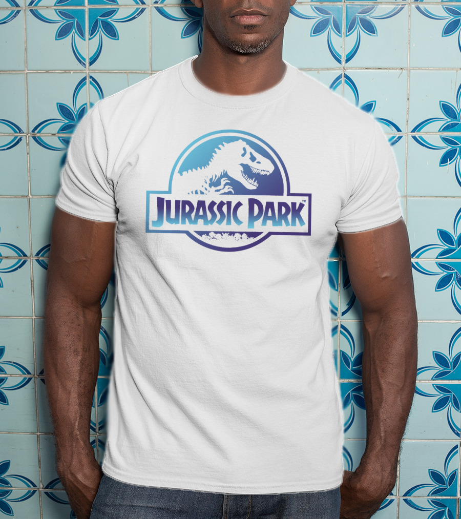 Jurassic Park Dinosaur Logo Blue And White T-Shirt