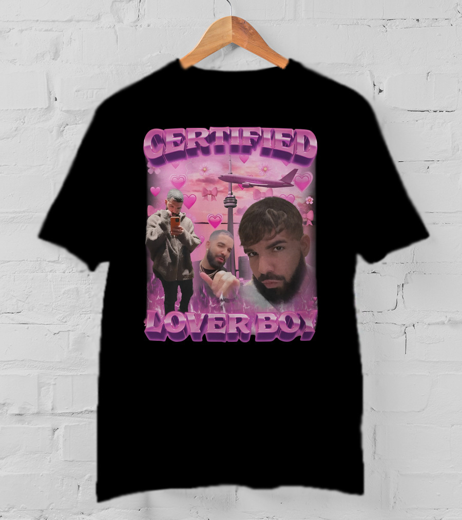 Certified Lover Boy Drake Toronto Skyline Hearts Pink Airplane Aesthetic T-Shirt