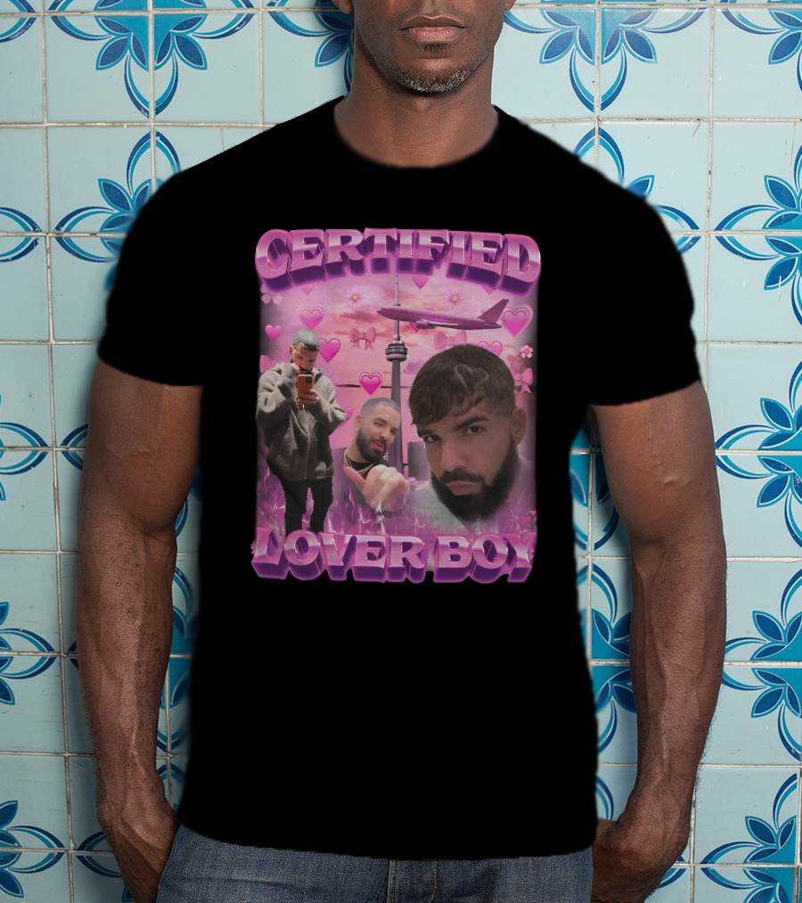 Certified Lover Boy Drake Toronto Skyline Hearts Pink Airplane Aesthetic T-Shirt