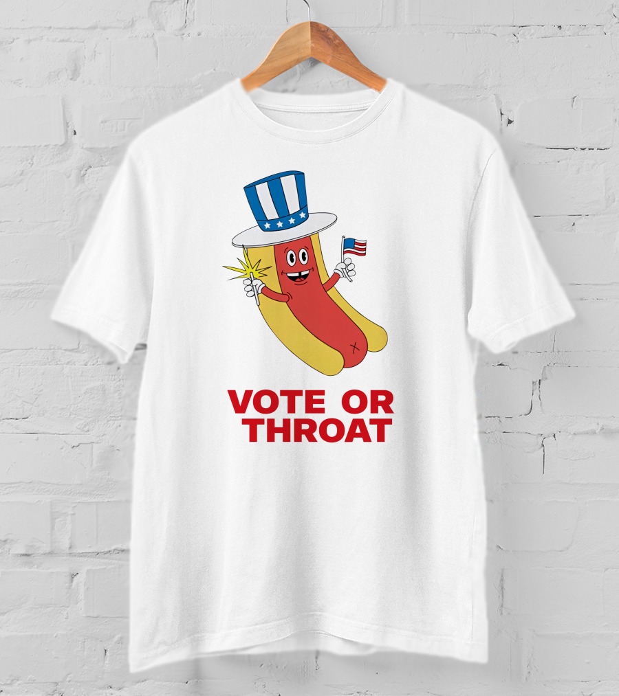 Vote Or Throat Uncle Sam Hotdog With American Flag T-Shirt