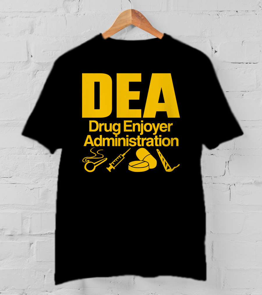 DEA Drug Enjoyer Administration Spoons Syringe Pills Razor Blade T-Shirt