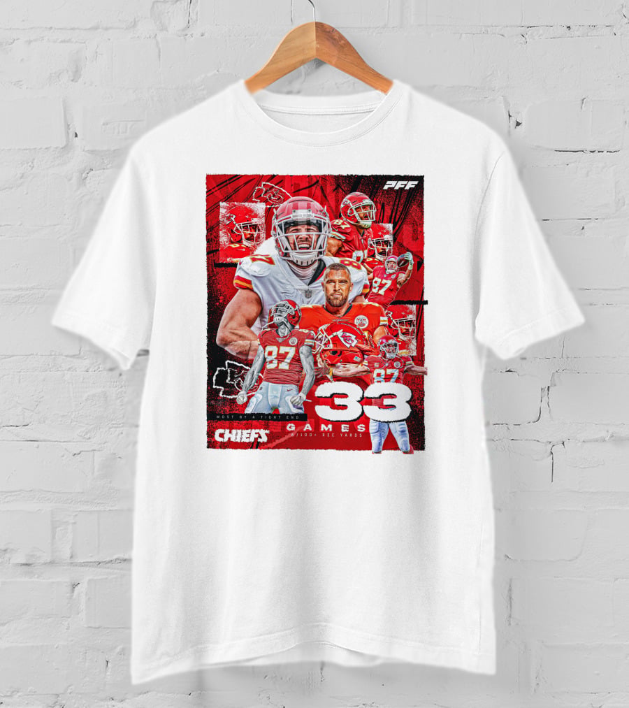 Chiefs Tight End Record 33 Games PFF Highlights T-Shirt