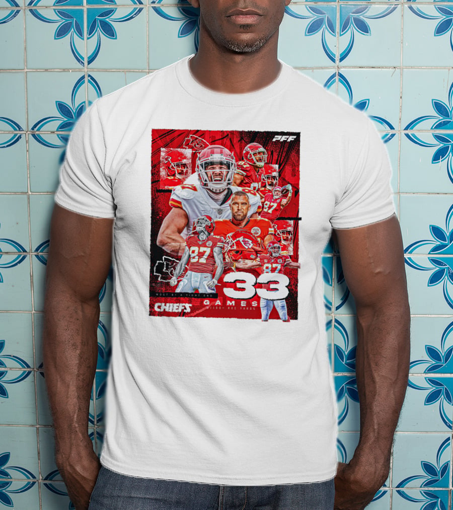 Chiefs Tight End Record 33 Games PFF Highlights T-Shirt