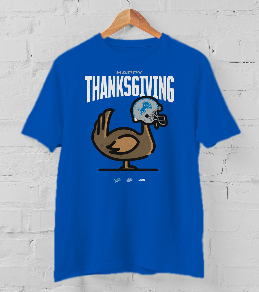 Detroit Lions Happy Thanksgiving Turkey Helmet Thanksgiving T-Shirt