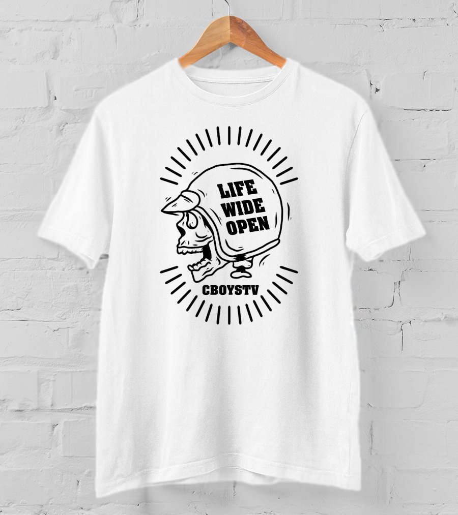 Life Wide Open Skull Helmet Cboystv T-Shirt