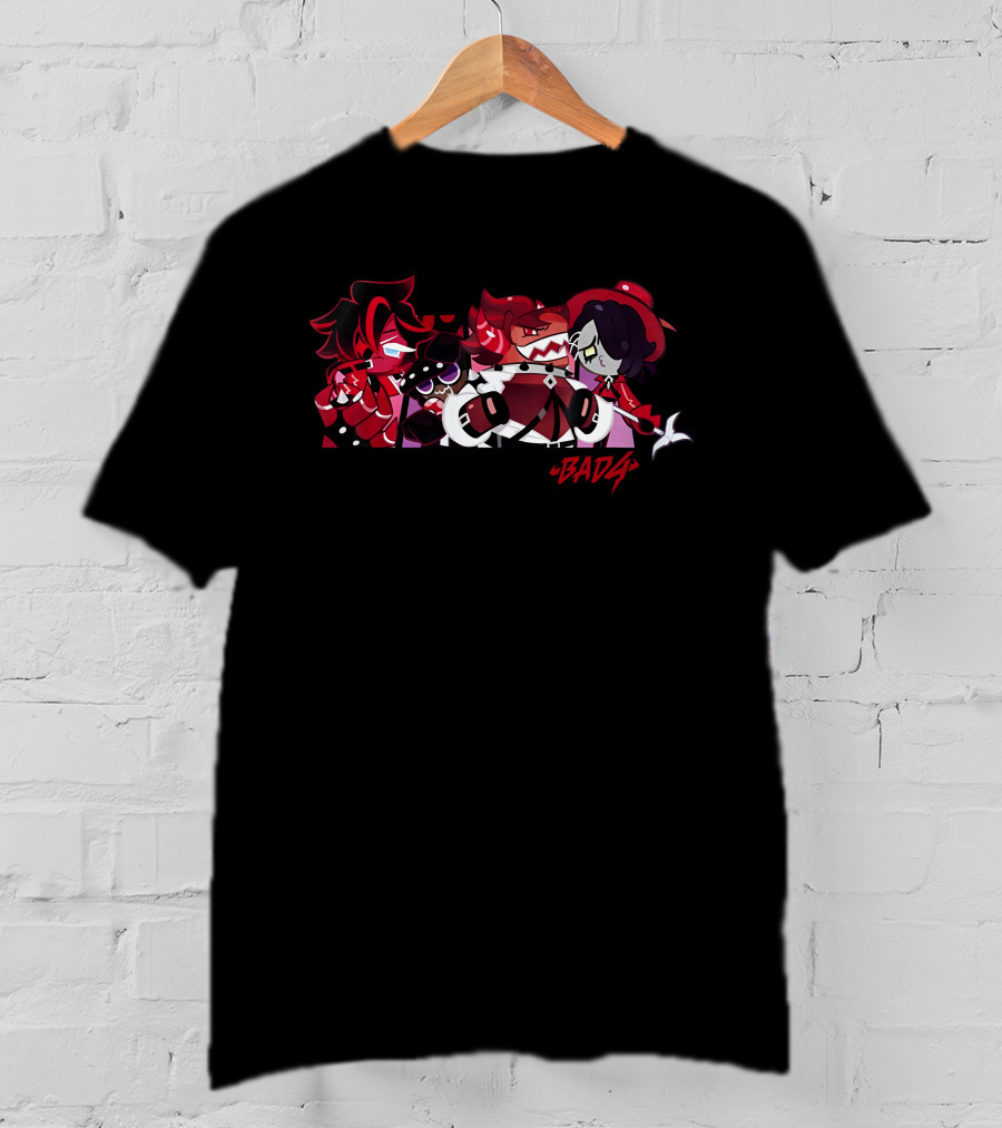 Bad4 Acid Dark Cartoon Characters Group Red And Black T-Shirt