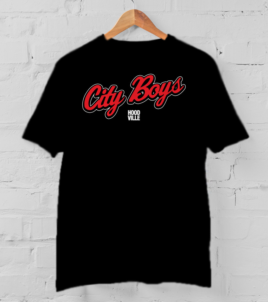 City Boys Hoodville Red Script Urban T-Shirt