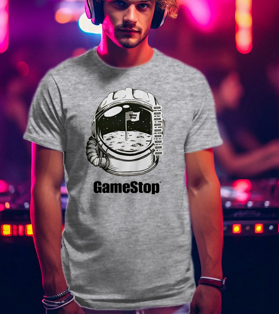 GameStop Astronaut Moon Medium Flag T-Shirt