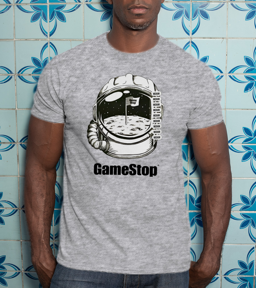 GameStop Astronaut Moon Medium Flag T-Shirt