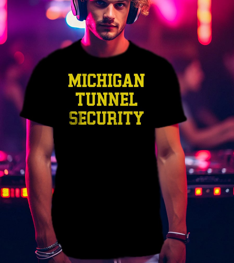 Michigan Tunnel Security Yellow Lettering T-Shirt