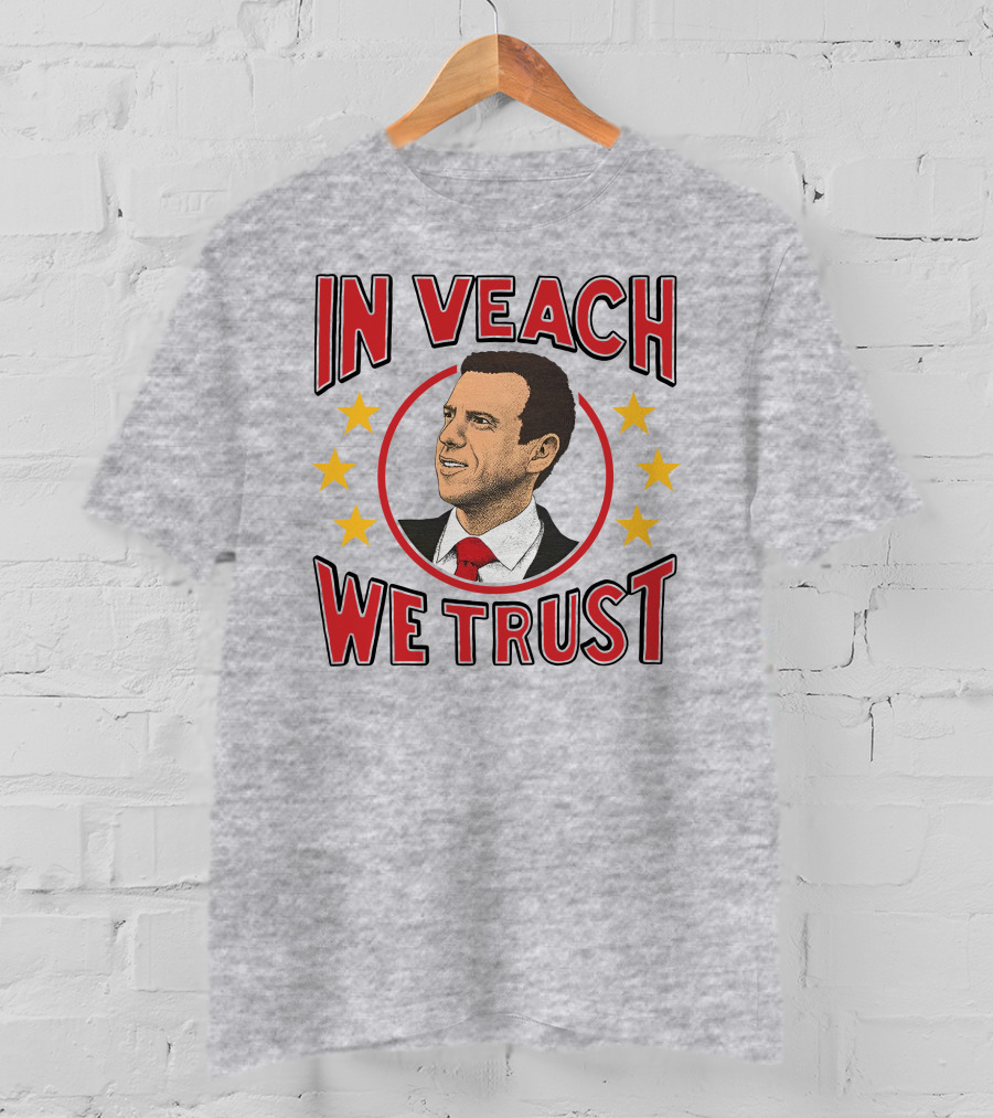 In Veach We Trust Red Tie Portrait With Yellow Stars T-Shirt
