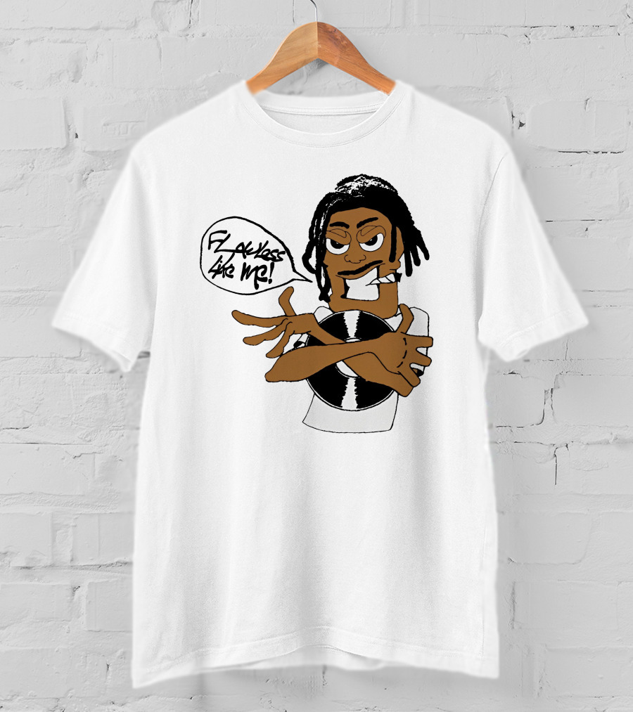 Flawless Like Me Vinyl Graphic Character With Crossed Arms And Vinyl Record T-Shirt