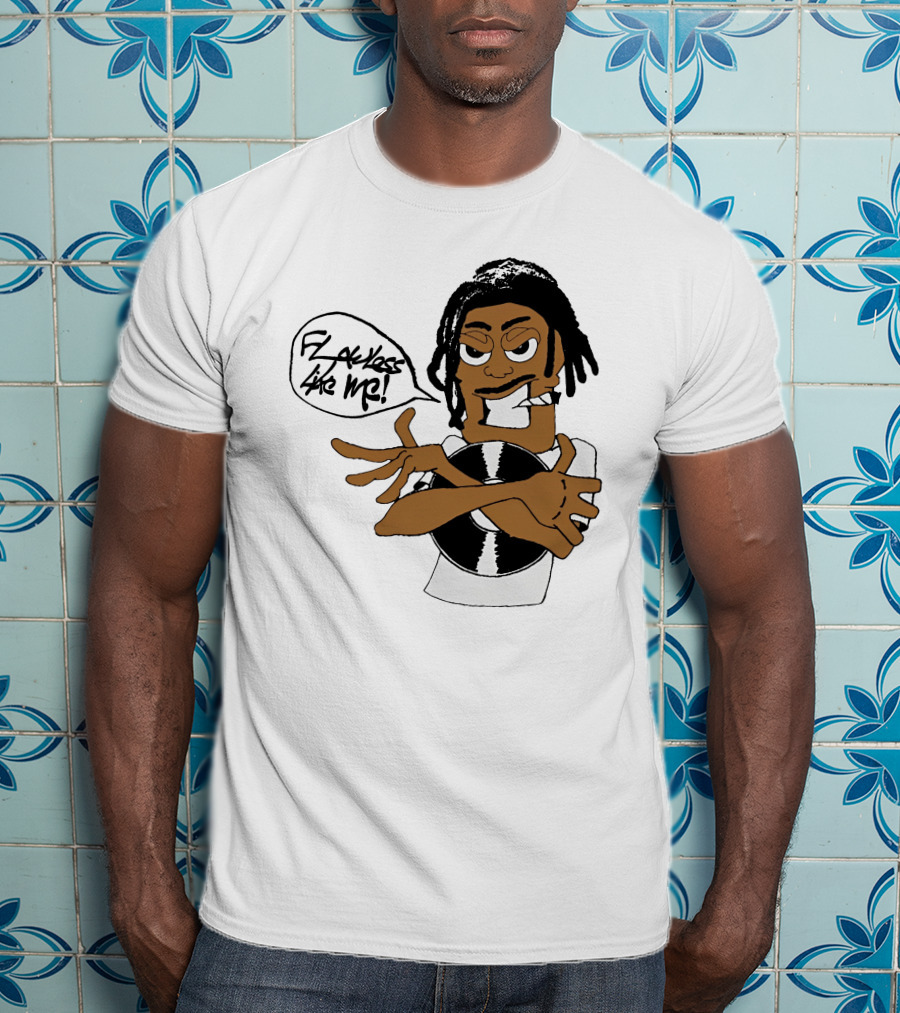 Flawless Like Me Vinyl Graphic Character With Crossed Arms And Vinyl Record T-Shirt