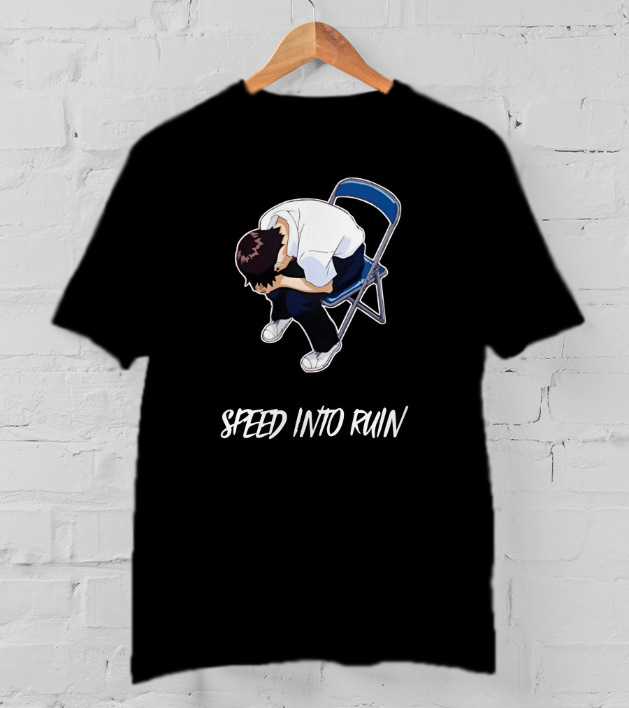 Speed Into Ruin Anime Guy On Folding Chair T-Shirt