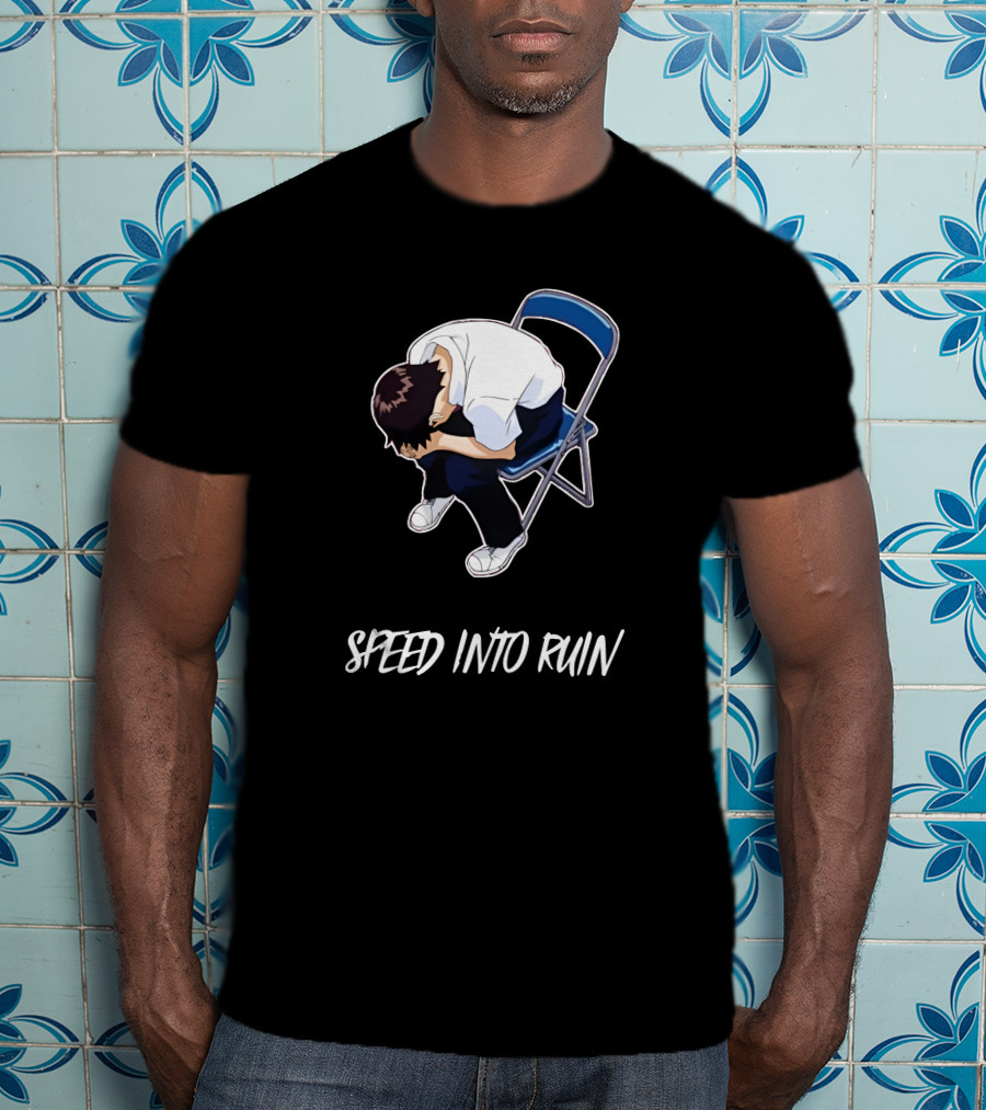 Speed Into Ruin Anime Guy On Folding Chair T-Shirt