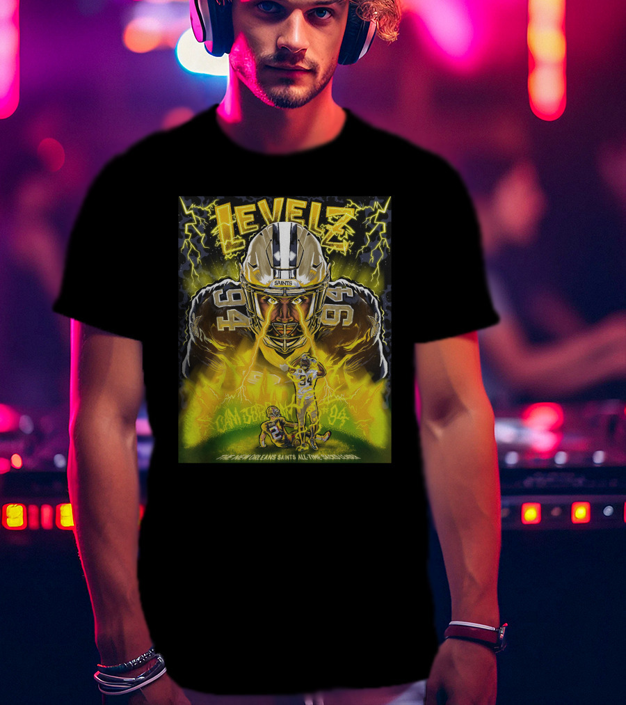 Levelz New Orleans Saints Cam Jordan All Time Sacks Leader T-Shirt